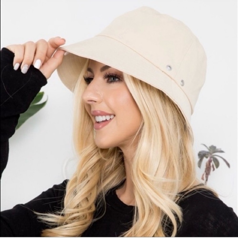 New Unisex Light Sand Ivory Slider Bucket Hat - Picture 1 of 6